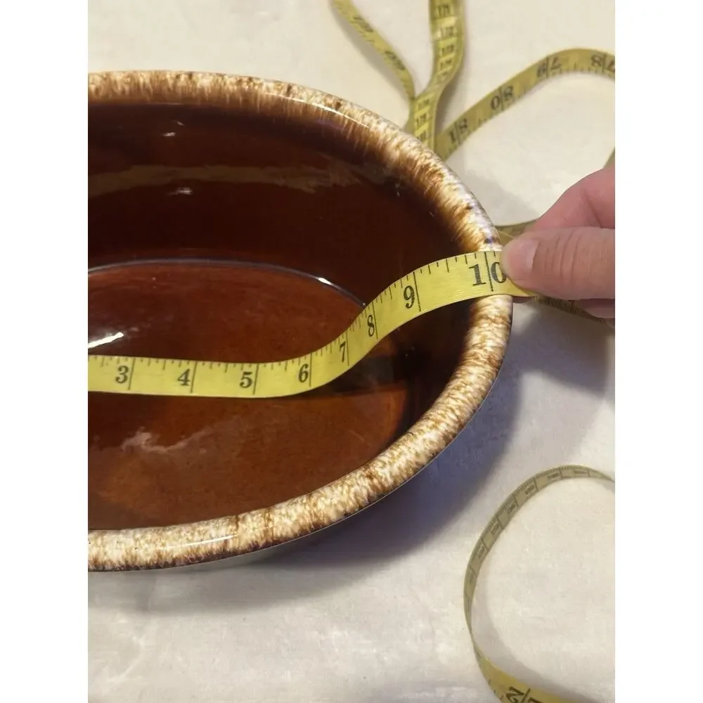 Hull USA Oven Proof Pottery Large Oval Casserole Bowl w Lid Vtg Country Bakeware